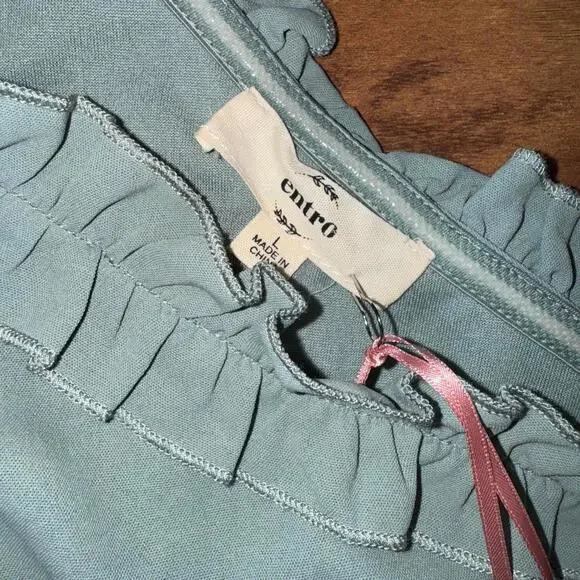 NWT Entro Sage One Shoulder Ruffle Mini Dress Large - Picture 3 of 6